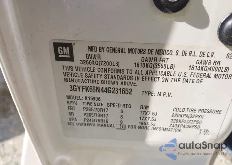 2004 Cadillac Escalade Esv Standard из США, поврежденный, VIN 3GYFK66N44G231652